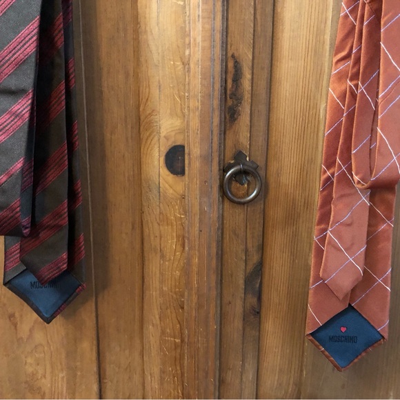 Moschino Orange and Brown Striped Ties - Picture 2 of 4